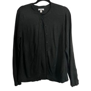 Croft & Barrow Black Cardigan Womens Large Button Down Basic Light Weight